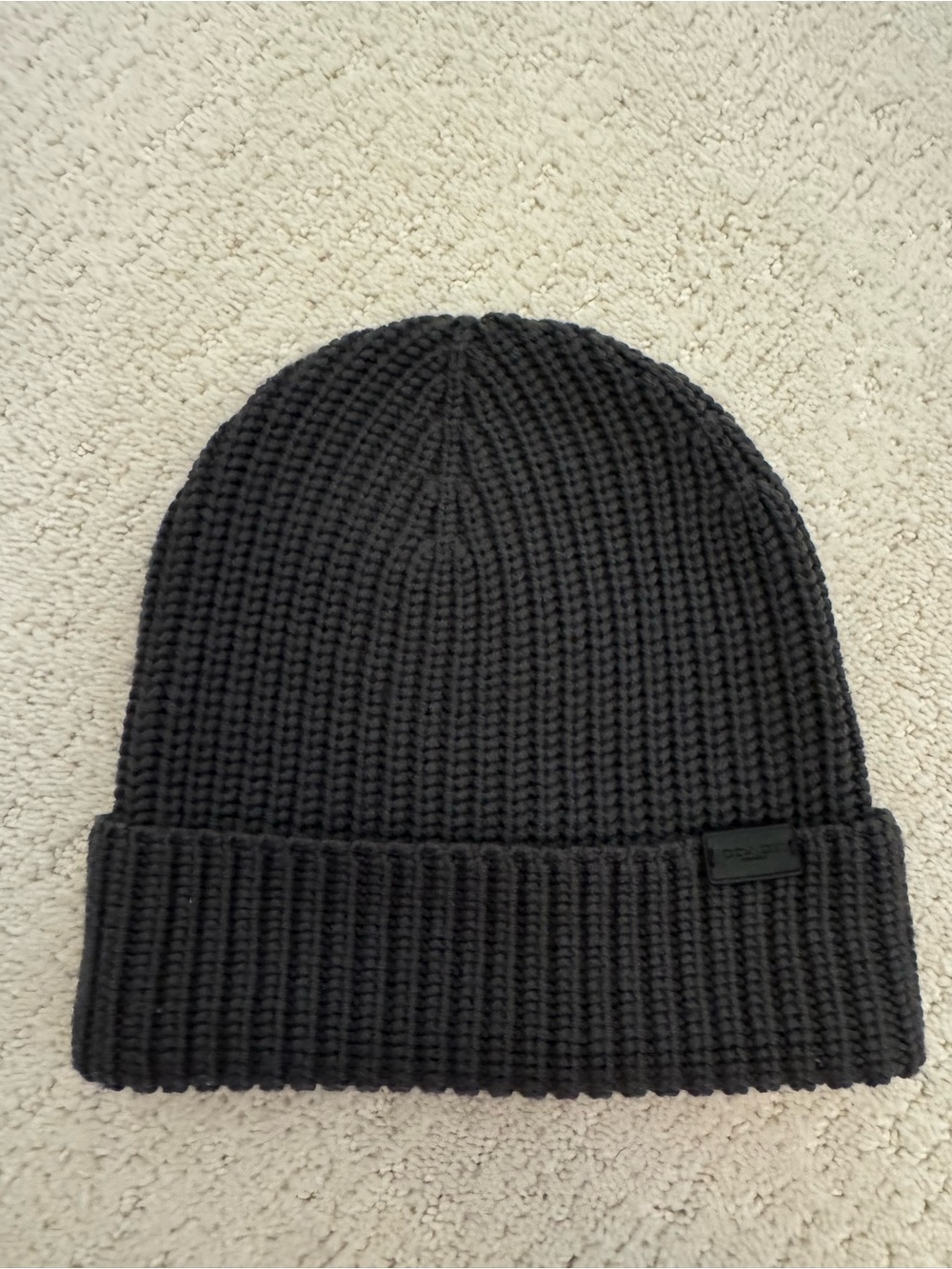 Coach Black Ribbed Knit Beanie